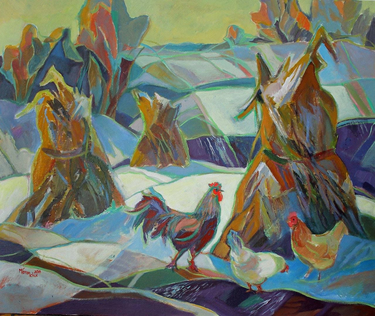 «Перший сніг», автор Марія Ворончак; картон, акрил, 49,7Х59,7