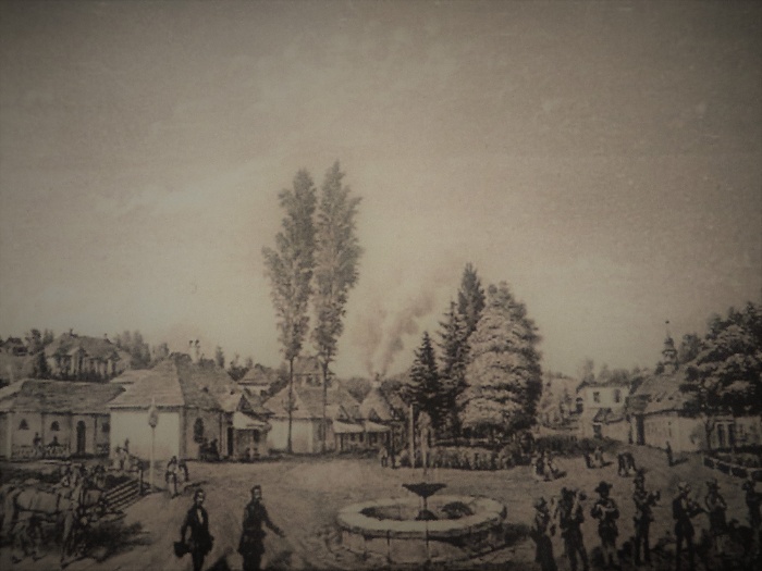Курортна Долина - центр Трускавця. Літографія А. Тітца, 1854 рік