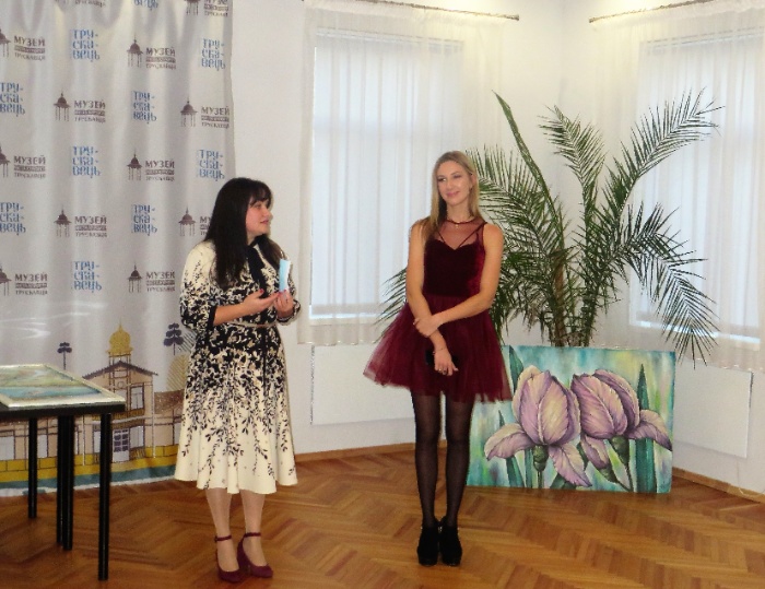 Відкриття виставки "Квітковий фаєрверк", 24.11.2020. Галина Коваль та Людмила Горбачик.