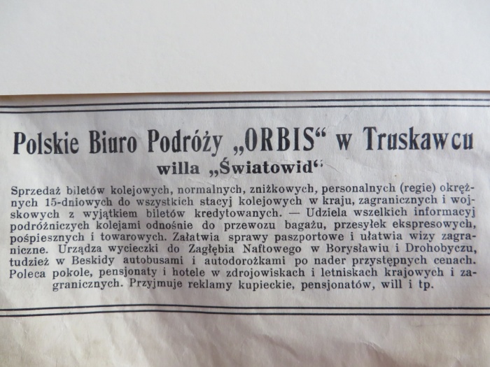Реклама польського бюро подорожей "ORBIS", початок ХХ століття